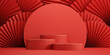 Minimal abstract cosmetic background. chinese style red podium background for product presentation. 3d rendering illustration.