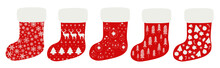 Set Christmas Stocking Vector Illustration