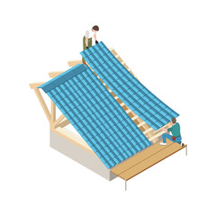 Canvas Print - Roofer Isometric Icon