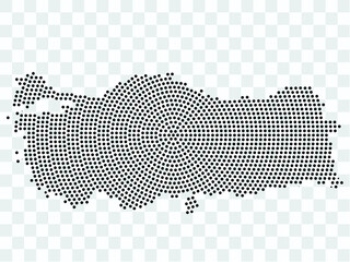 Wall Mural - Abstract black map of Turkey - planet dots planet, isolated on transparent background.Vector eps 10