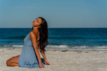 Lovely Mixed Race Bikini Model Posing Outdoors On A Caribbean Beach