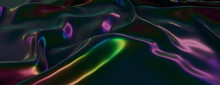 Surface Texture With Undulations And Swirls. Dark Background With Colorful Neon Accents.