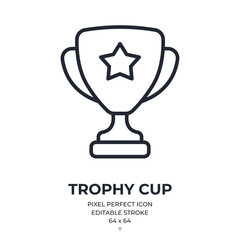 Canvas Print - trophy editable stroke outline icon isolated on white background flat vector illustration. pixel per