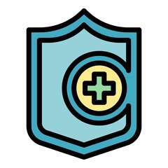 Wall Mural - Medical shield icon. Outline medical shield vector icon color flat isolated