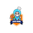 © MochRibut - Muslim girl character logo with grilled chicken food