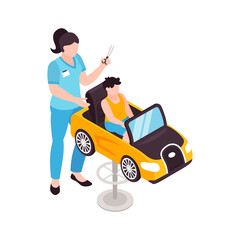 Sticker - Isometric Hairdresser Illustration