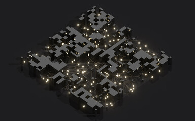 Sticker - Cubes and abstract geometries, 3d rendering.