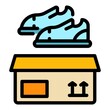 © ylivdesign - Donate shoes icon. Outline donate shoes vector icon color flat isolated