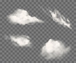 White clouds set realistic vector smoke icons Free Vector