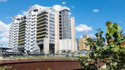 Wall Mural - Medellin, Antioquia, Colombia. January 14, 2020: Smart epm building and blue sky.