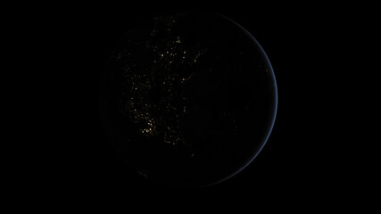 Wall Mural - Concept 8-P1 Beautiful Scenery of Realistic Planet Earth from Space with Atmosphere and City Lighting Effects at Night. High detailed 3D rendering.