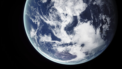 Wall Mural - Concept 12-P1 Beautiful Scenery of Realistic Planet Earth from Space with Atmospheric Clouds. High detailed 3D rendering.