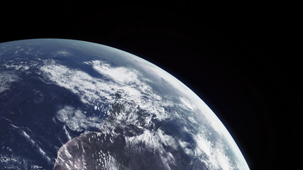 Wall Mural - Concept 13-P1 Beautiful Scenery of Realistic Planet Earth from Space with Atmospheric Clouds. High detailed 3D rendering.