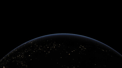 Wall Mural - Concept 14-P1 Beautiful Scenery of Realistic Planet Earth from Space with Atmosphere and City Lighting Effects at Night. High detailed 3D rendering.