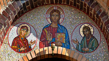 Mosaic Decorations With Images Of Orthodox Saints On The Walls Of The Church Of The Holy Spirit In The City Of Białystok In Podlasie, Poland.