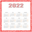 Kalendarz na 2022 rok - język polski - 12 miesięcy - święta i dni wolne zaznaczone innym kolorem.