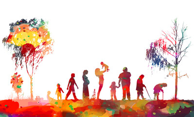 silhouettes of people. woman life cycle abstraction. vector illustration