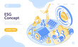 ESG concept of environmental, social and governance. Modern sustainable development. Concept of alternative energy. Website, web page, landing page template. Isometric cartoon vector illustration