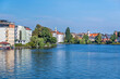  Left bank of the Dahme River at the confluence with the River Spree in the old Koepenick in Berlin, Germany