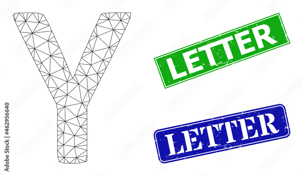 Polygonal Upsilon Greek letter model, and Letter blue and green ...