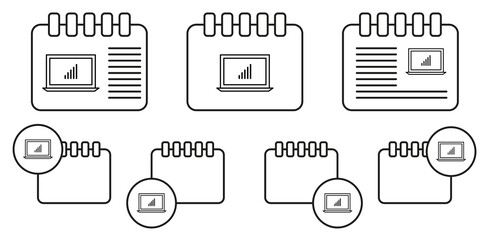 Wall Mural - laptop statistics vector icon in calender set illustration for ui and ux, website or mobile applicat