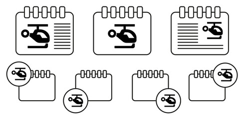 Sticker - Helicopter vector icon in calender set illustration for ui and ux, website or mobile application