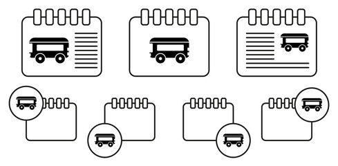 Sticker - Bus, city transport vector icon in calender set illustration for ui and ux, website or mobile application