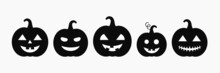 Halloween Pumpkins Jack O Lantern Icons Set.