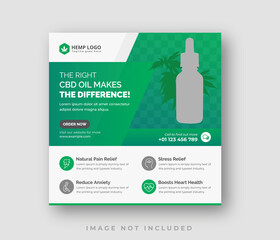 Wall Mural - Clean cannabis cbd oil hemp product social media post or web banner template