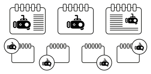 Sticker - Submarine transport vector icon in calender set illustration for ui and ux, website or mobile application