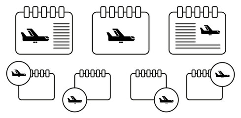 Wall Mural - Airplane, airport vector icon in calender set illustration for ui and ux, website or mobile application