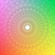 Vector sacred psychedelic mandala. Rainbow gradient sky with sun.