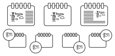 Sticker - Air plane, adventure vector icon in calender set illustration for ui and ux, website or mobile application