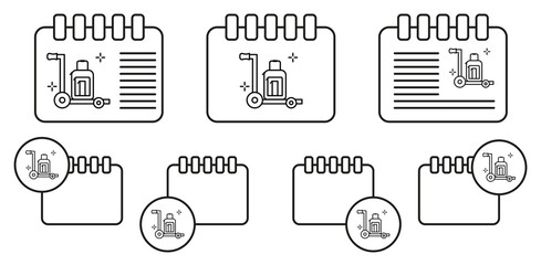 Sticker - Luggage carrying cart, airport vector icon in calender set illustration for ui and ux, website or mobile application