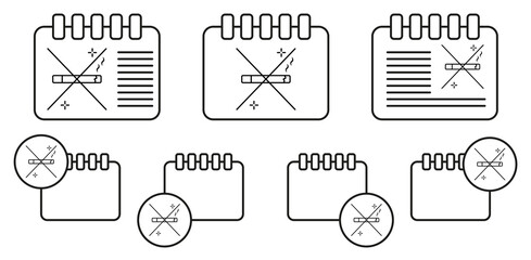 Sticker - No smoking, airplane, airport vector icon in calender set illustration for ui and ux, website or mobile application