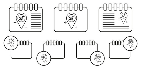 Sticker - Location, airplane, airport vector icon in calender set illustration for ui and ux, website or mobile application