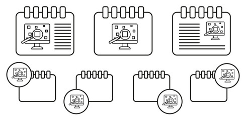 Wall Mural - analysis data, machine concept line vector icon in calender set illustration for ui and ux, website 