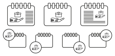 Safe mode technology concept line vector icon in calender set illustration for ui and ux, website or mobile application