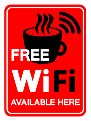 Wall Mural - Free WiFi Available Here Symbol Sign, Vector Illustration, Isolate On White Background Label .EPS10