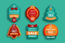 Christmas Sale Tag Collection Vector Design Illustration