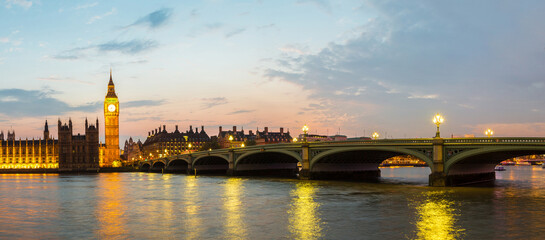 Canvas Print - Big Ben, Parliament, Westminster bridge in London