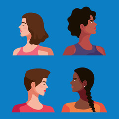 Canvas Print - four beautiful women characters