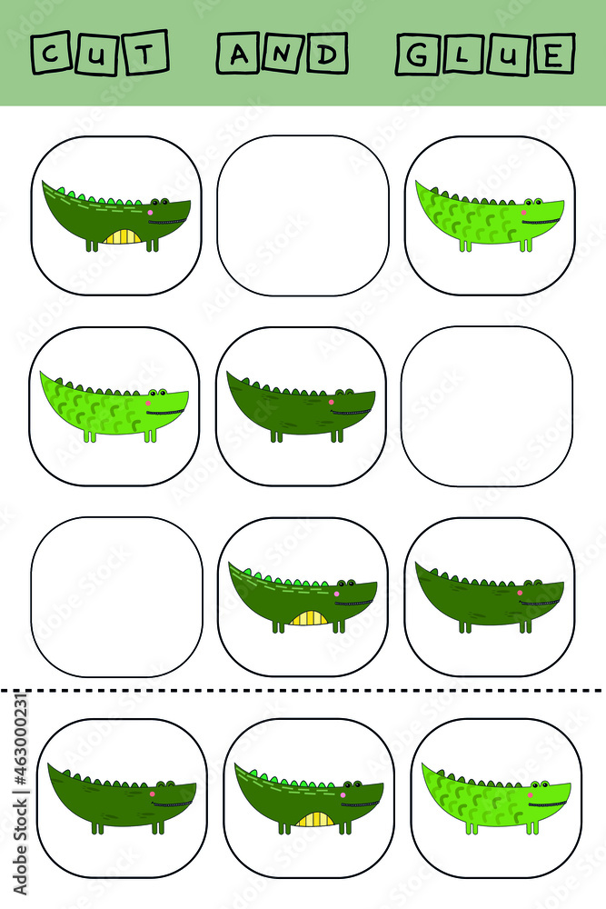 Sudoku for kids with funny forest animals crocodiles. Children's ...