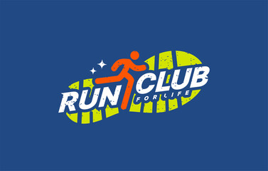 Run sport club logo design templates, Run lettering typography icon, Tournaments and marathons logotype concept