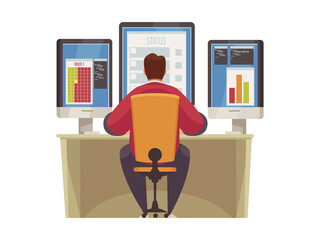 Canvas Print - Man Monitoring Illustration