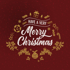 Wall Mural - Have a Very Merry Christmas vector text Calligraphic Lettering design card template