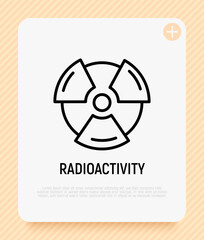 Symbol of radioactivity thin line icon. Modern vector illustration.