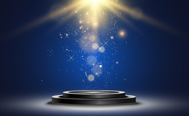 Wall Mural - winner background with signs of first, second and third place on a round pedestal. vector winner pod
