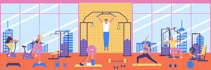 Wall Mural - Fitness Horizontal Illustration