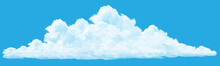 Vector Of Realistic Big White Cloud On Blue Sky Background.